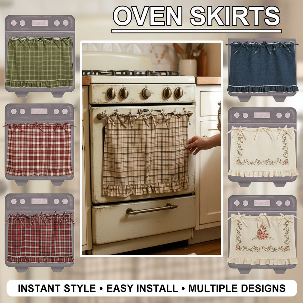 Home Decor Curtain - Oven Skirt Artisanal Farmhouse Oven Cover