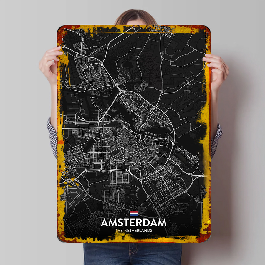 Custom Amsterdam City Map Meta - огляд і ціна Home Decor Netherlands